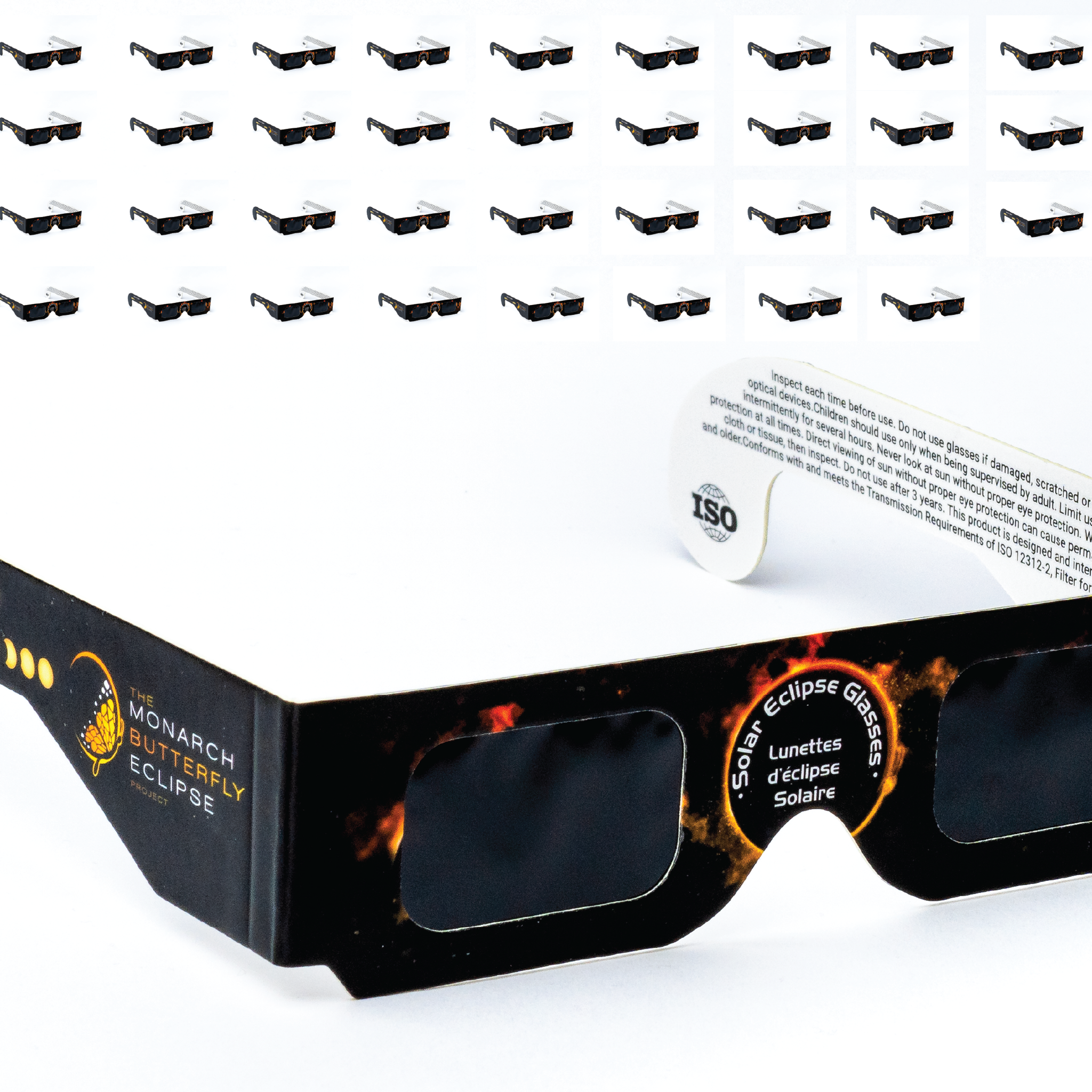 Lunettes Solar Eclipse - Safe Shades CE et ISO certifiées pour une visualisation directe du soleil - Jumbo 50 Pack - The Monarch Butterfly Eclipse Project